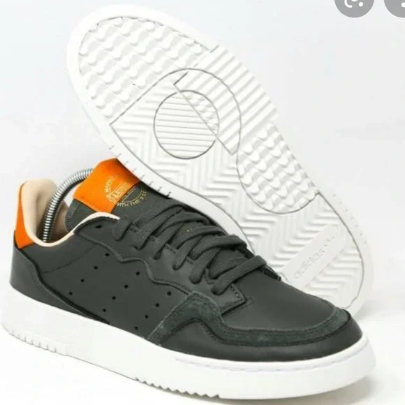 Adidas Supercourt Legend Earth Dark Green Orange EF9182 Tennis Sneaker - Picture 3 of 15